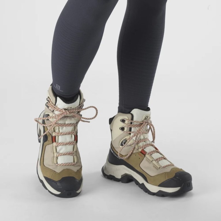 Beige / Olive / Black Salomon Quest Element GTX Women's Hiking Boots | IE BF9085